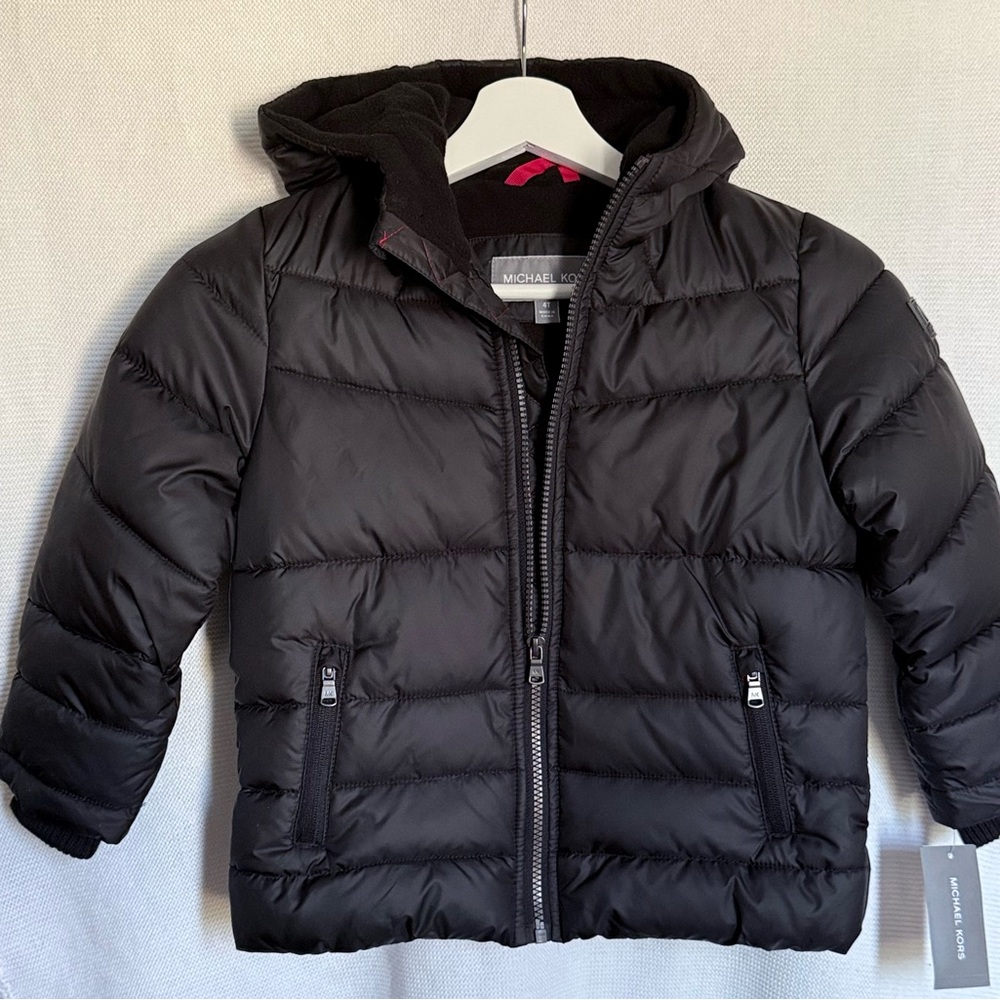 Michael Kors Black Quilted Puffer Coat with Hood
